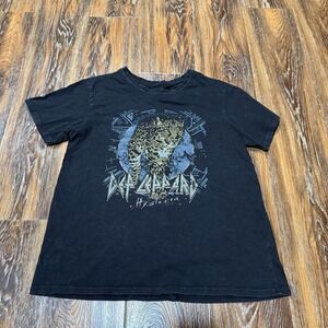 Def Leppard Hysteria T-Shirt Short Sleeve Black Size M Cotton Band Top